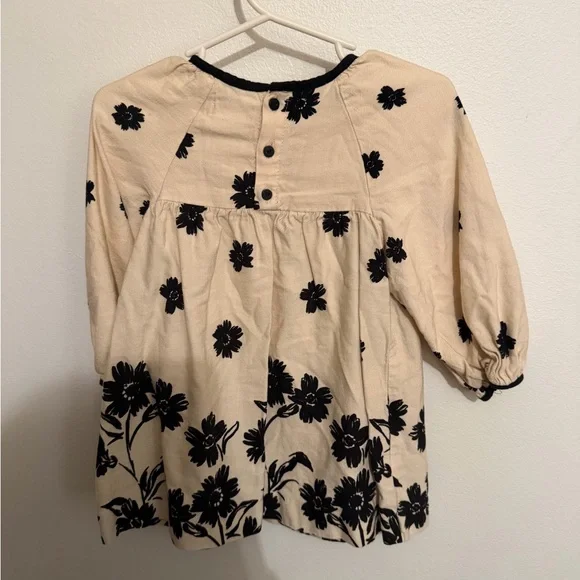Zara Cream and Black Floral Kids Dress - Picture 2 of 2